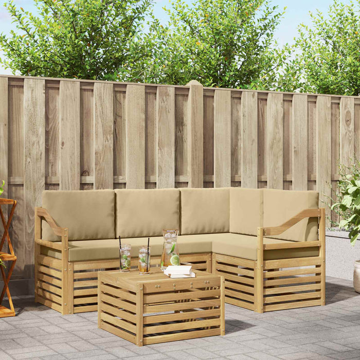 Set de canapele de exterior 5 pcs Alb și Bej 59 x 59 x 37 cm WALTI