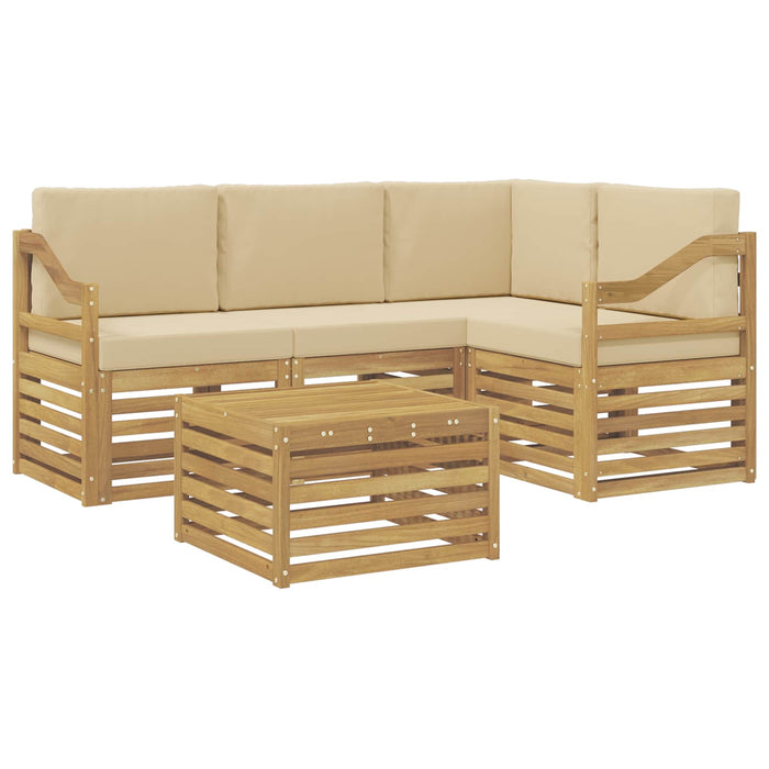 Set de canapele de exterior 5 pcs Alb și Bej 59 x 59 x 37 cm WALTI