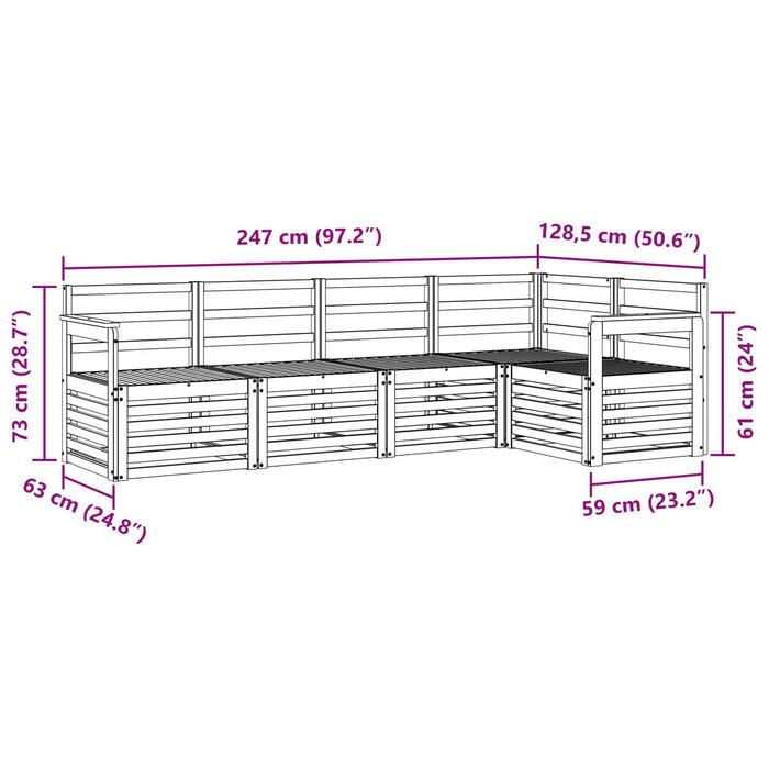 Set de canapele de exterior 5 pcs Alb 247 x 128,5 x 73 cm WALTI