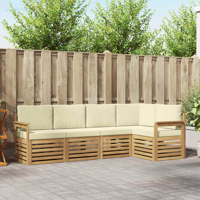 Set de canapele de exterior 5 pcs Alb și crem WALTI