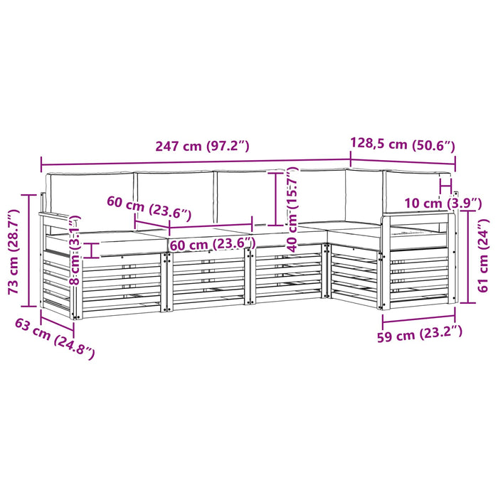 Set de canapele de exterior 5 pcs Alb și crem WALTI