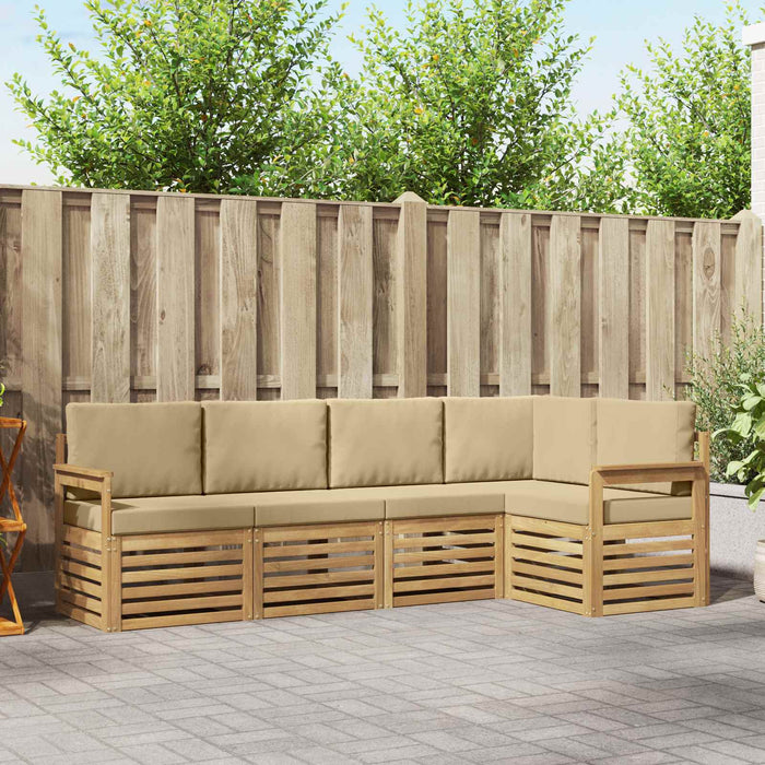Set de canapele de exterior 5 pcs Alb și Bej WALTI