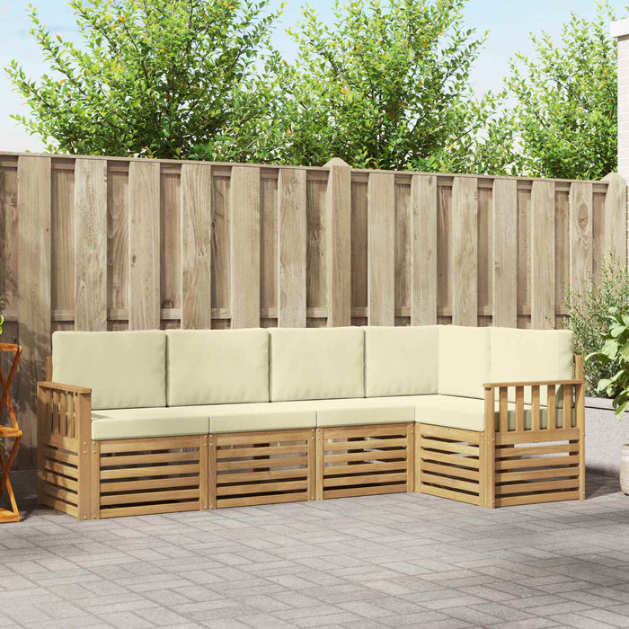 Set de canapele de exterior 5 pcs Alb și crem WALTI