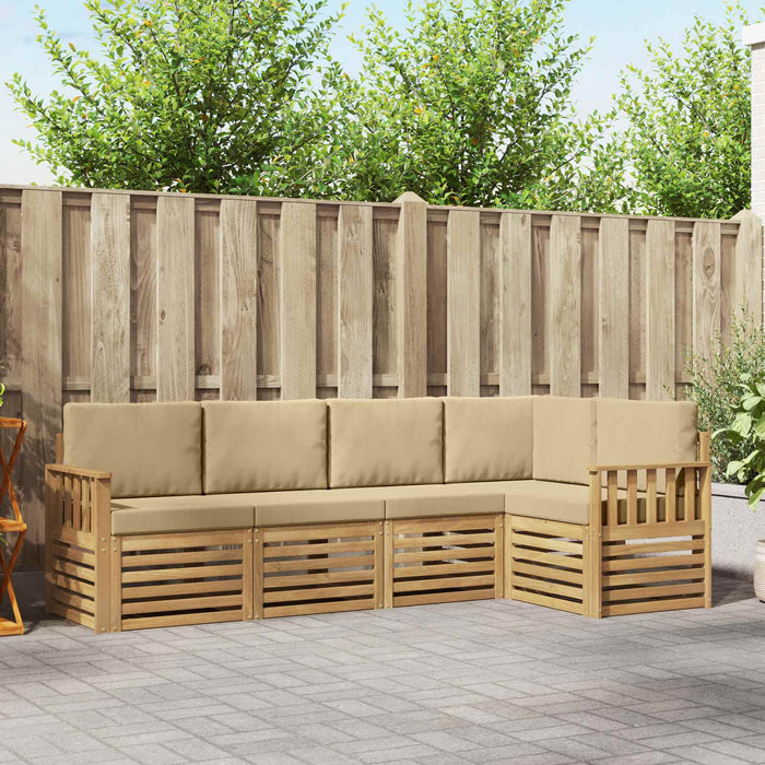 Set de canapele de exterior 5 pcs Alb și Bej WALTI
