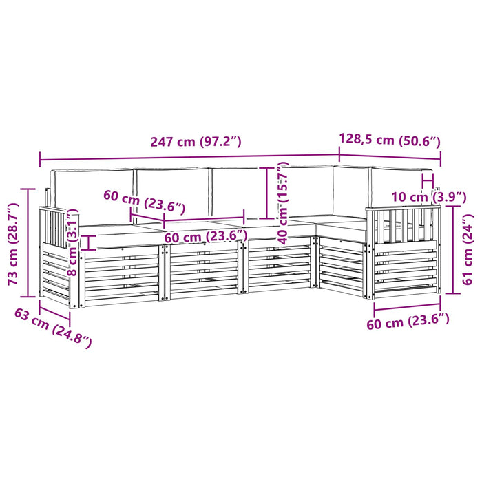 Set de canapele de exterior 5 pcs Alb și Bej WALTI