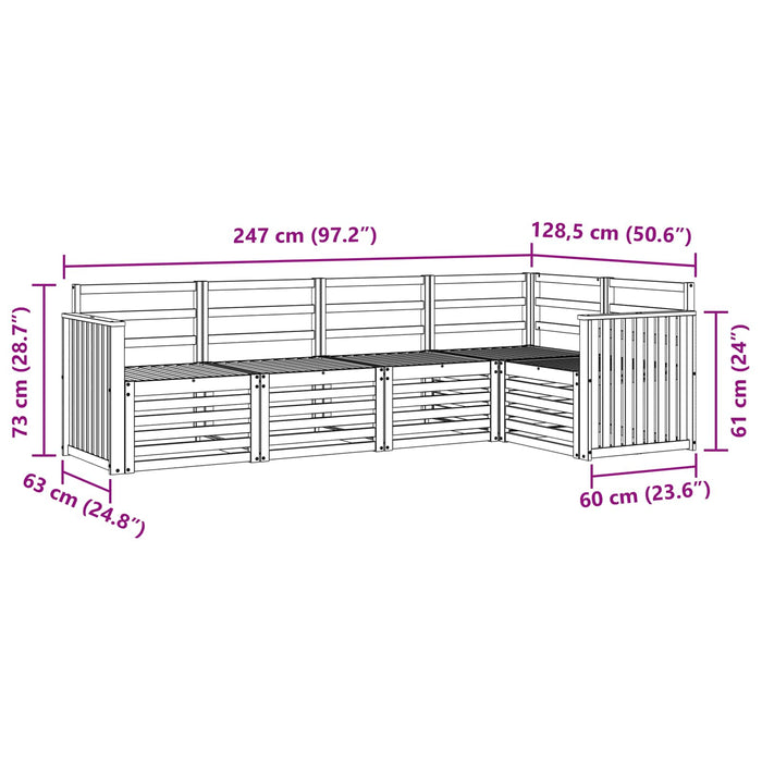 Set de canapele de exterior 5 pcs Alb 247 x 128,5 x 73 cm WALTI