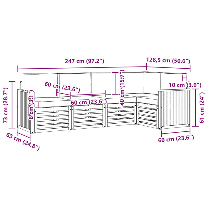 Set de canapele de exterior 5 pcs Alb și gri deschis WALTI