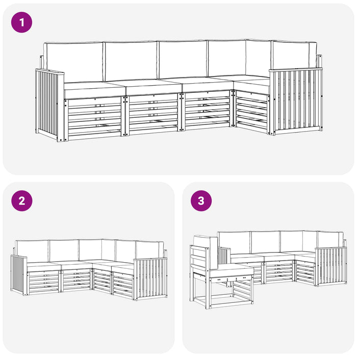 Set de canapele de exterior 5 pcs Alb și gri deschis WALTI
