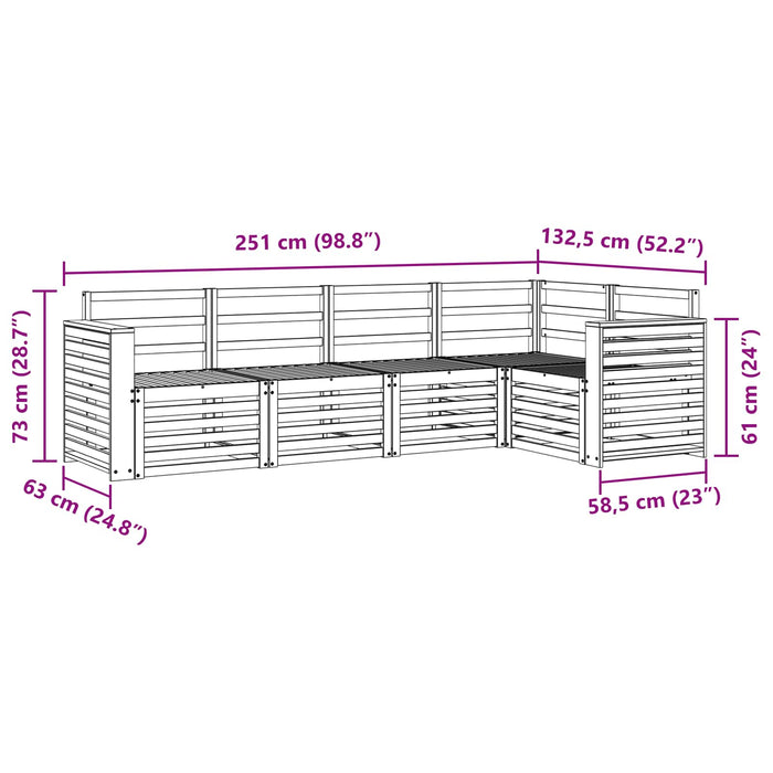 Set de canapele de exterior 5 pcs Alb 251 x 132,5 x 73 cm WALTI