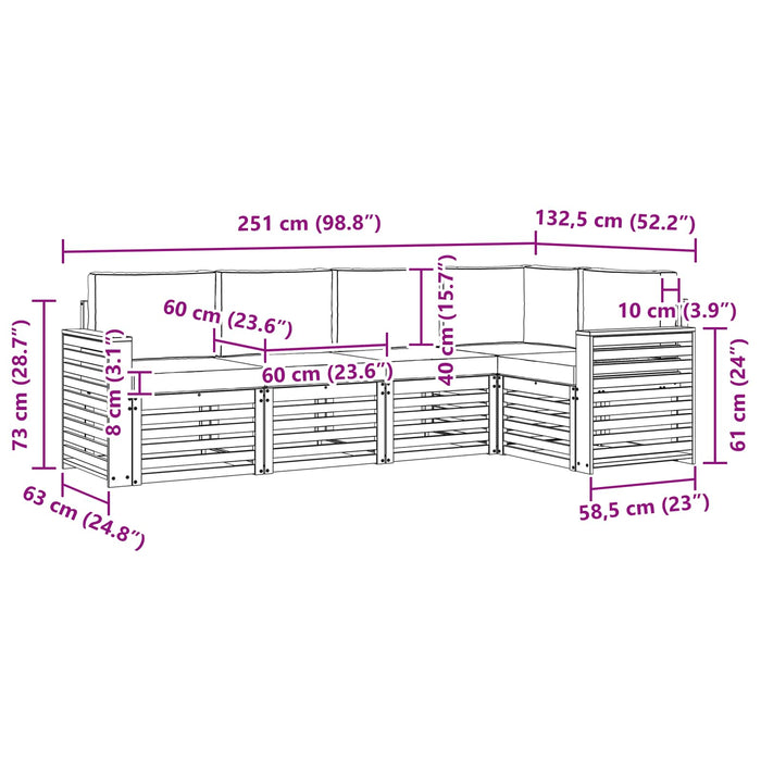 Set de canapele de exterior 5 pcs Alb și gri deschis WALTI