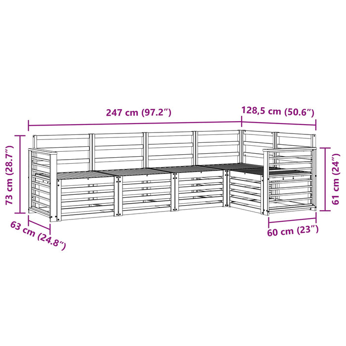 Set de canapele de exterior 5 pcs Alb 247 x 128,5 x 73 cm WALTI