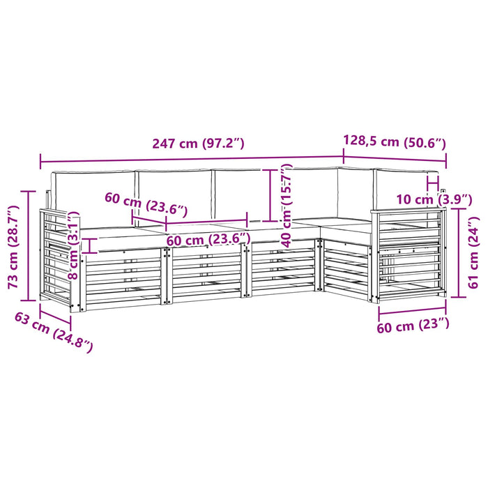 Set de canapele de exterior 5 pcs Alb și gri deschis WALTI