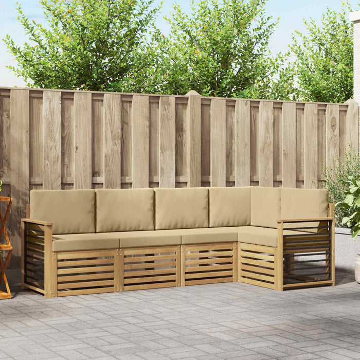 Set de canapele de exterior 5 pcs Alb și Bej WALTI