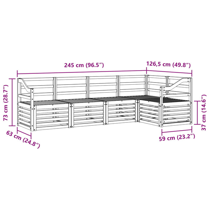 Set de canapele de exterior 5 pcs Alb 245 x 126,5 x 73 cm WALTI