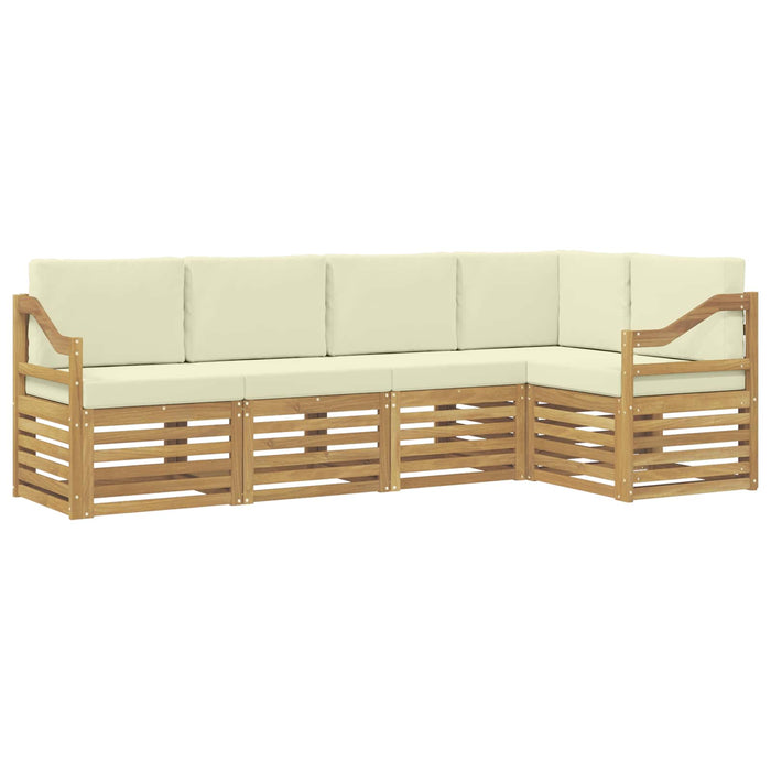 Set canapea sectională 5 pcs Alb și crem Lemn Solid de Acacia WALTI