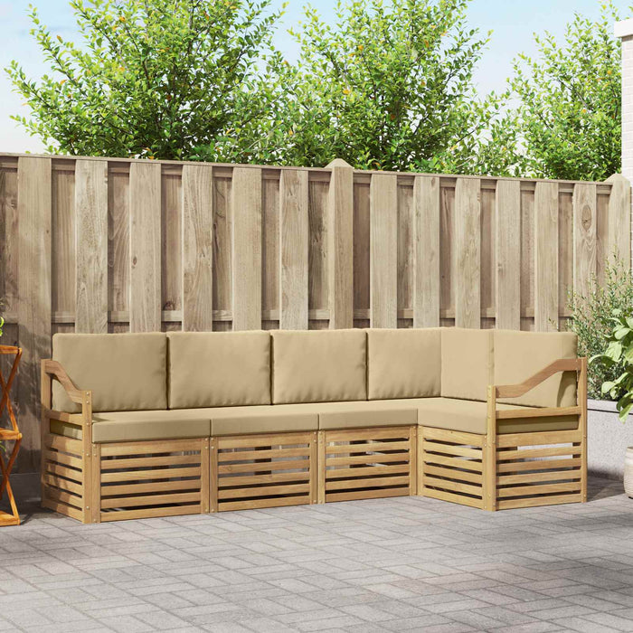 Set de canapele de exterior 5 pcs Alb și Bej WALTI