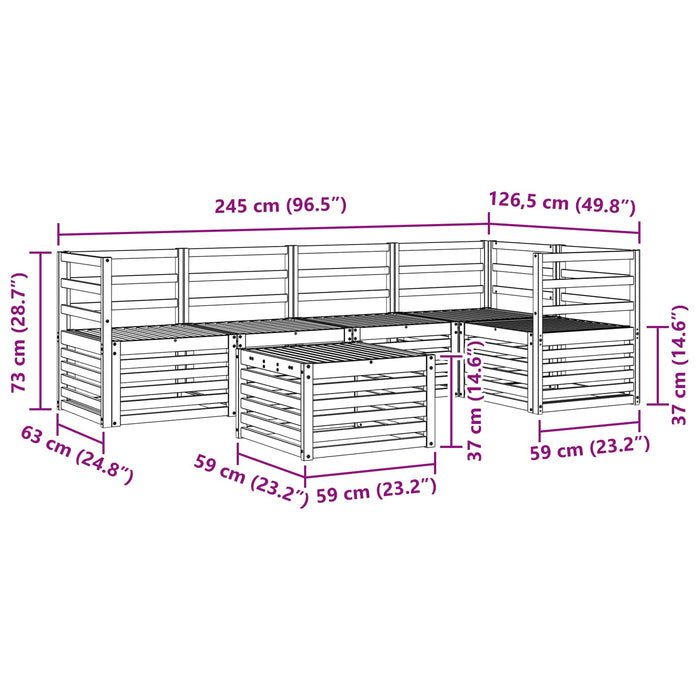 Set de canapele de exterior 6 pcs Alb 59 x 59 x 37 cm WALTI