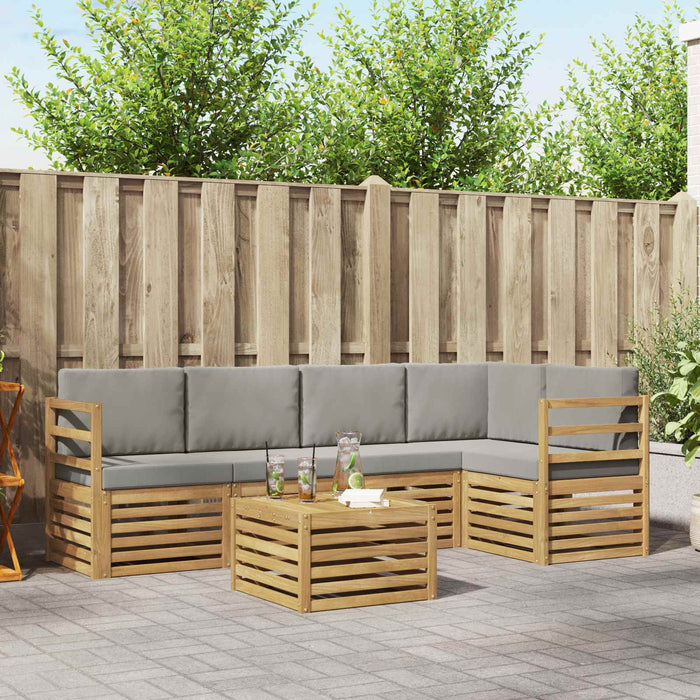 Set de canapele de exterior 6 pcs Alb și gri deschis WALTI