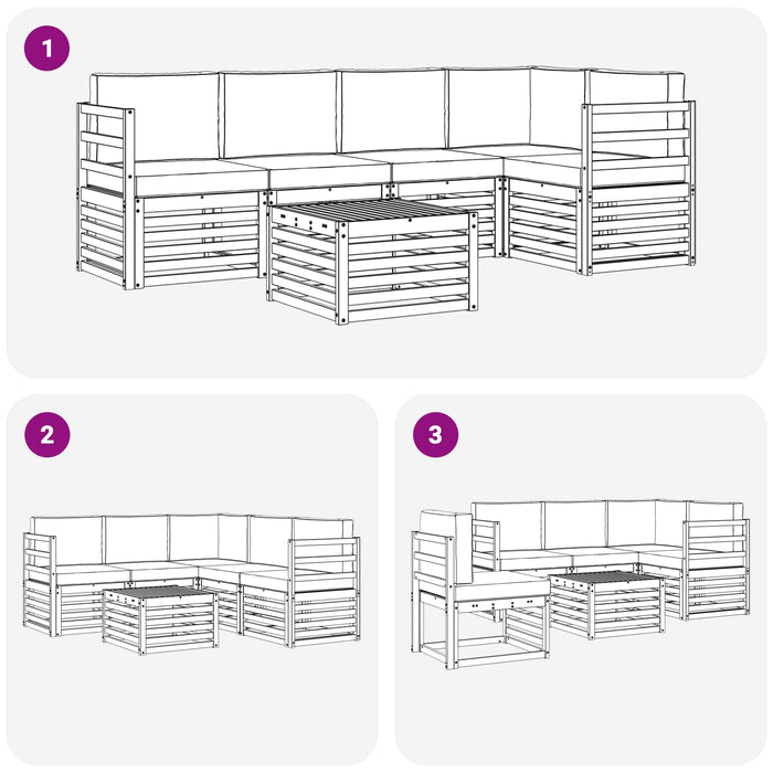 Set de canapele de exterior 6 pcs Alb și gri deschis WALTI