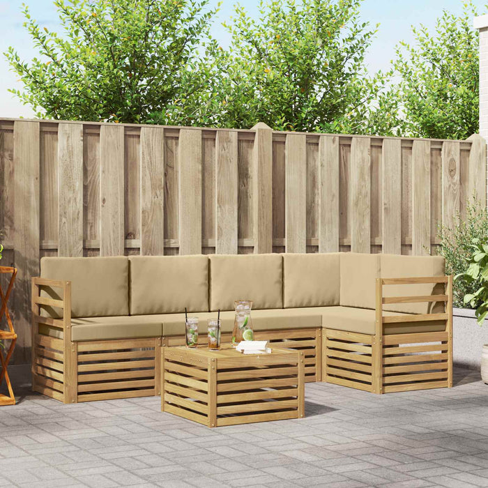 Set de canapele de exterior 6 pcs Alb și Bej 59 x 59 x 37 cm WALTI
