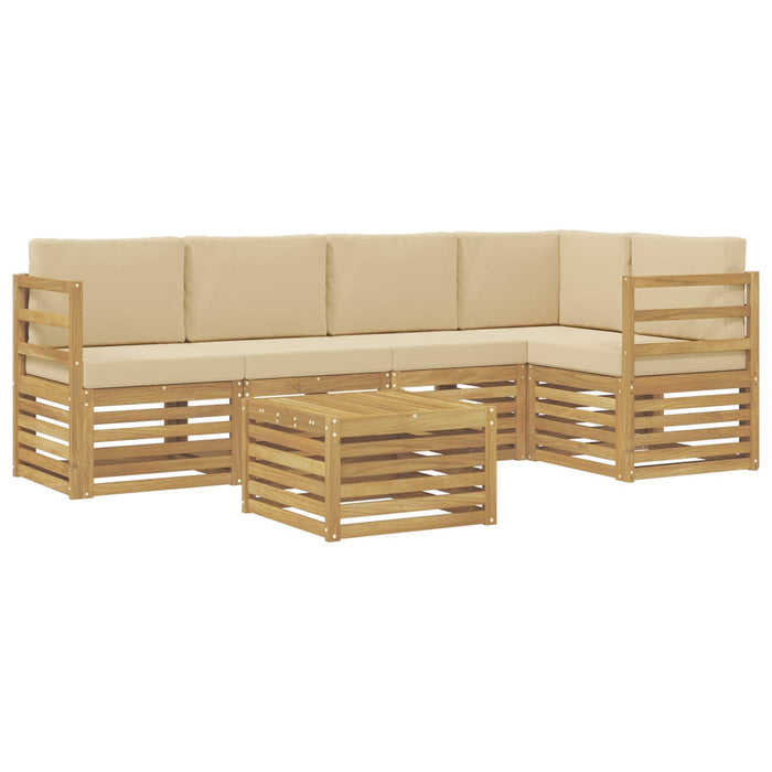 Set de canapele de exterior 6 pcs Alb și Bej 59 x 59 x 37 cm WALTI