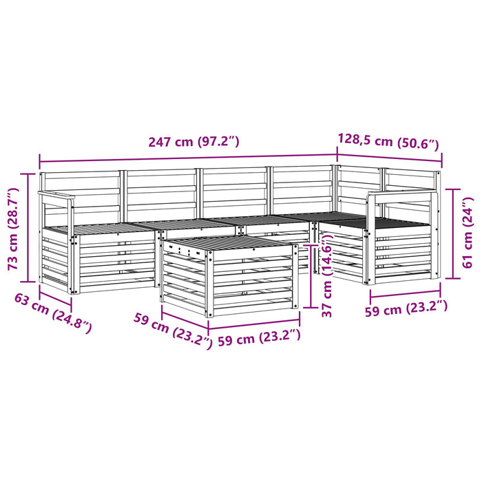 Set de canapele de exterior 6 pcs Alb 59 x 59 x 37 cm WALTI