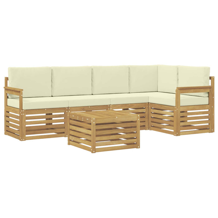 Set de canapele de exterior 6 pcs Alb și crem 59 x 59 x 37 cm WALTI