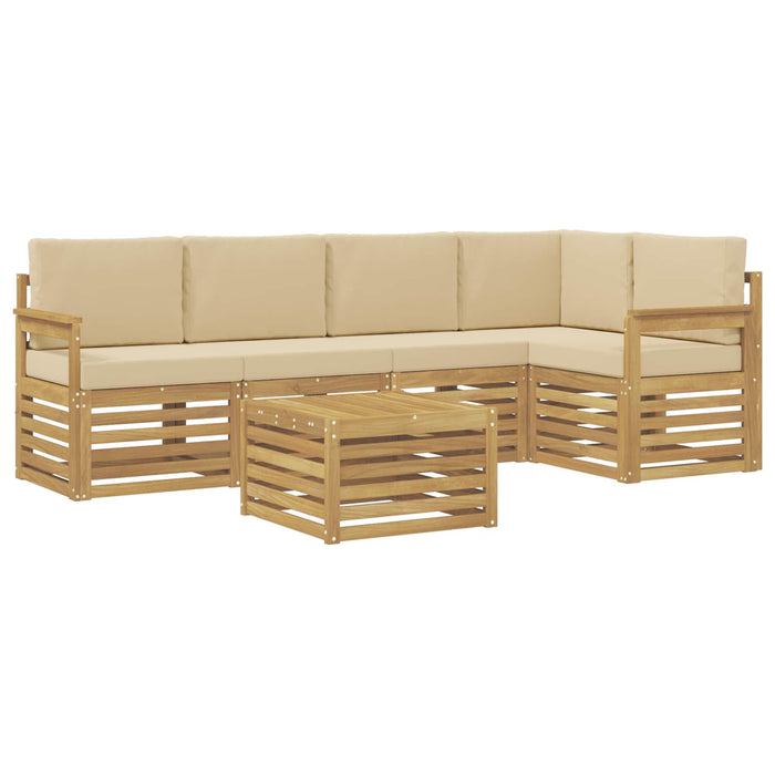Set de canapele de exterior 6 pcs Alb și Bej 59 x 59 x 37 cm WALTI