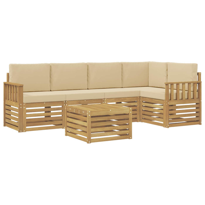 Set de canapele de exterior 6 pcs Alb și Bej 59 x 59 x 37 cm WALTI