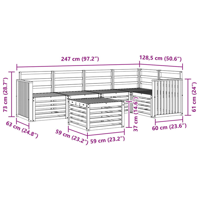 Set de canapele de exterior 6 pcs Alb 59 x 59 x 37 cm WALTI
