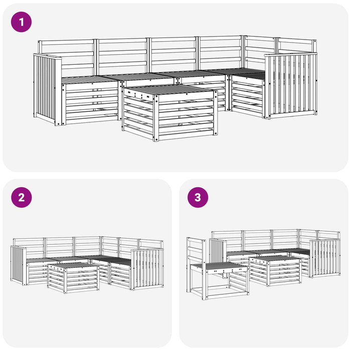 Set de canapele de exterior 6 pcs Alb 59 x 59 x 37 cm WALTI