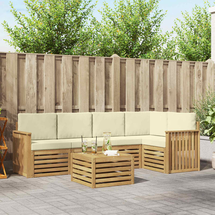 Set de canapele de exterior 6 pcs Alb și crem 59 x 59 x 37 cm - WALTI WALTI