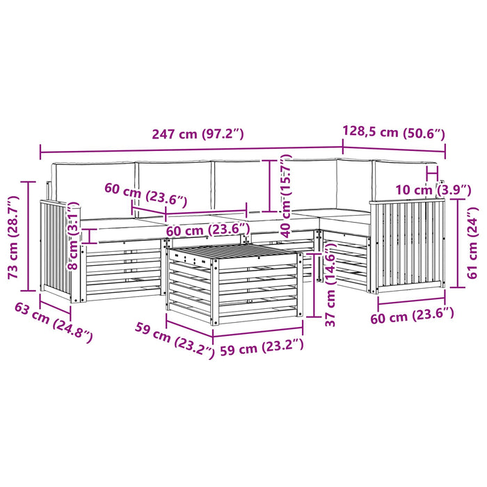 Set de canapele de exterior 6 pcs Alb și gri deschis - WALTI WALTI