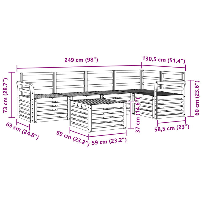 Set de canapele de exterior 6 pcs Alb 59 x 59 x 37 cm WALTI