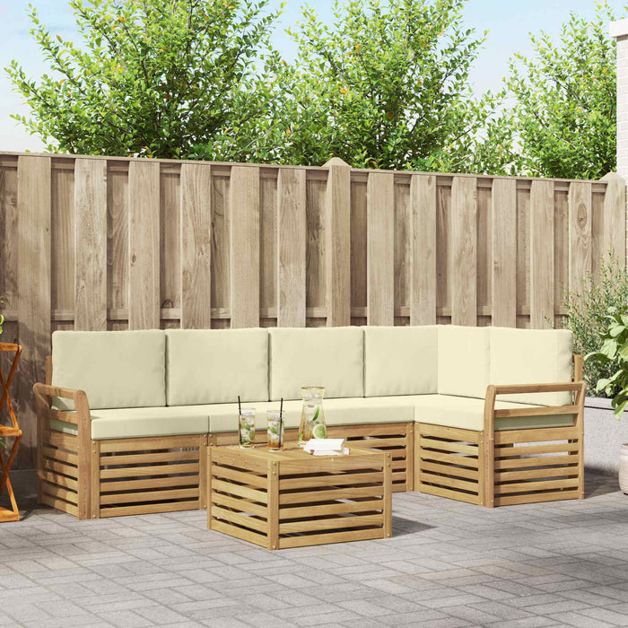 Set de canapele de exterior 6 pcs Alb și crem 59 x 59 x 37 cm - WALTI WALTI