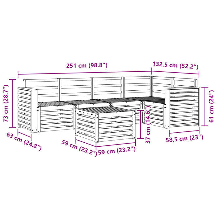 Set de canapele de exterior 6 pcs Alb 59 x 59 x 37 cm WALTI