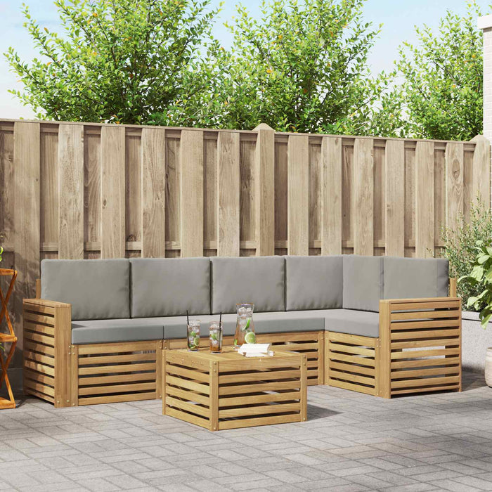 Set de canapele de exterior 6 pcs Alb și gri deschis WALTI