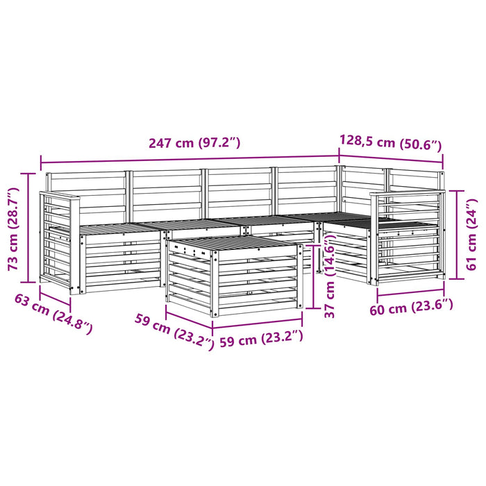 Set de canapele de exterior 6 pcs Alb 59 x 59 x 37 cm WALTI