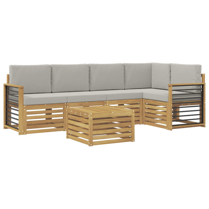 Set de canapele de exterior 6 pcs Alb și gri deschis WALTI
