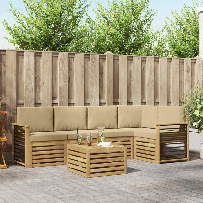 Set de canapele de exterior 6 pcs Alb și Bej 59 x 59 x 37 cm WALTI