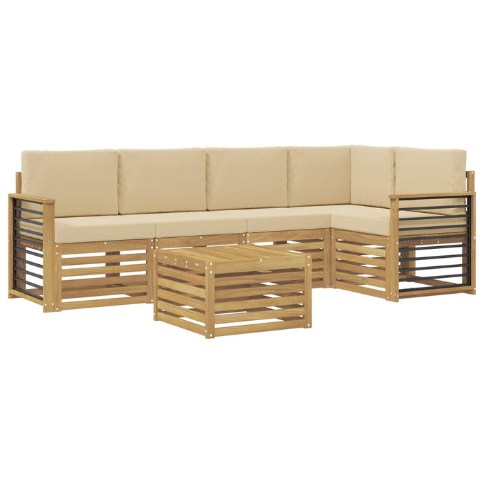 Set de canapele de exterior 6 pcs Alb și Bej 59 x 59 x 37 cm WALTI