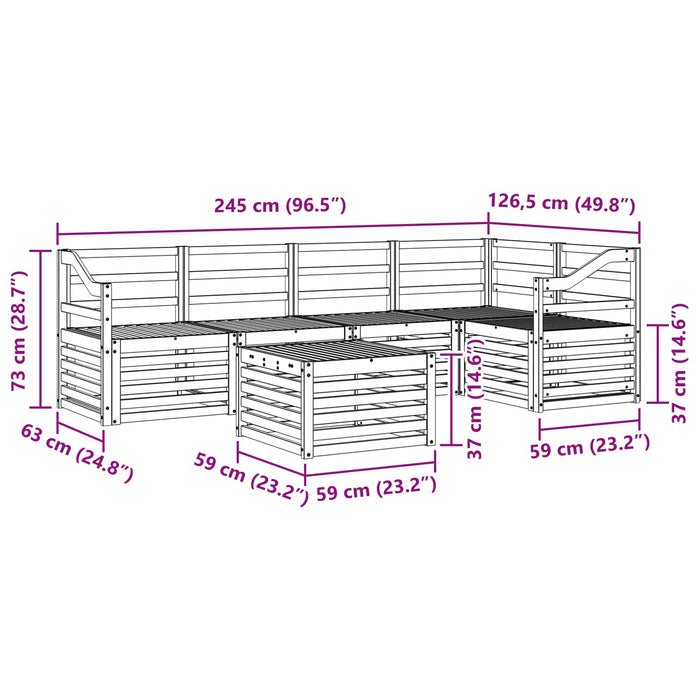 Set de canapele de exterior 6 pcs Alb 59 x 59 x 37 cm WALTI