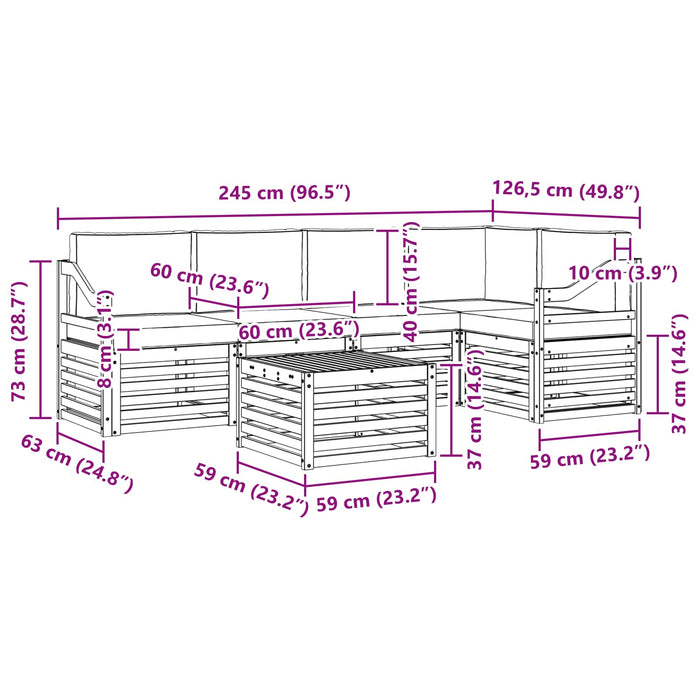 Set de canapele de exterior 6 pcs Alb și gri deschis WALTI