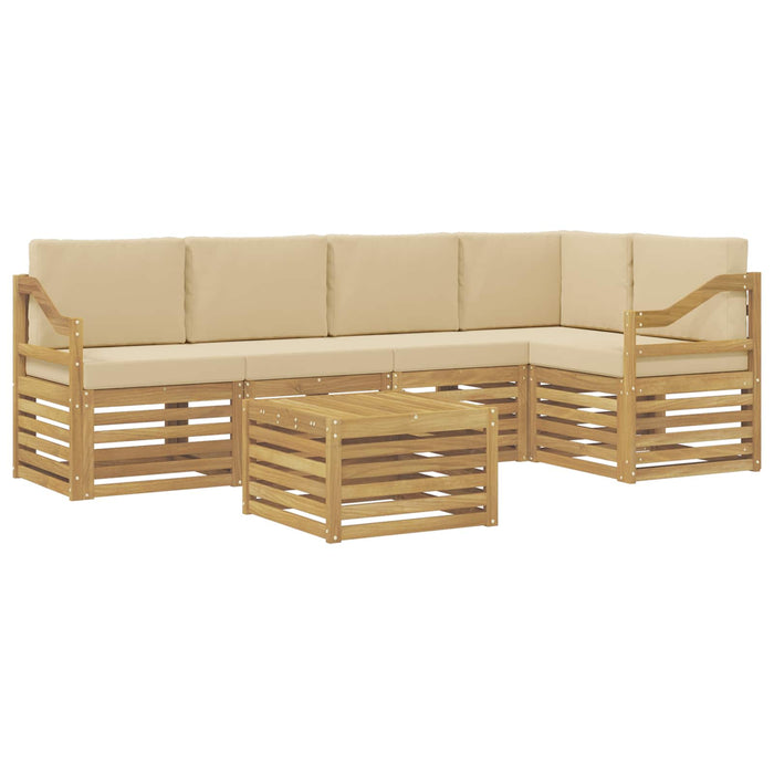 Set de canapele de exterior 6 pcs Alb și Bej 59 x 59 x 37 cm WALTI