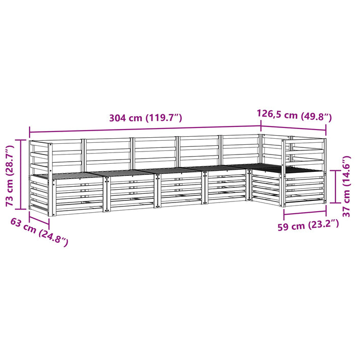 Set de canapele de exterior 6 pcs Alb 304 x 126,5 x 73 cm WALTI