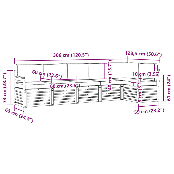 Set de canapele de exterior 6 pcs Alb și Bej WALTI