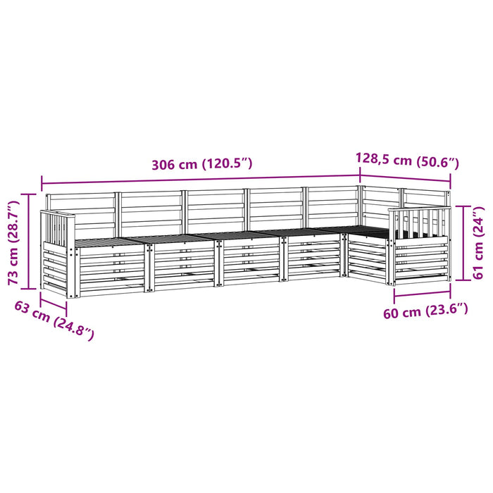 Set de canapele de exterior 6 pcs Alb 306 x 128,5 x 73 cm WALTI