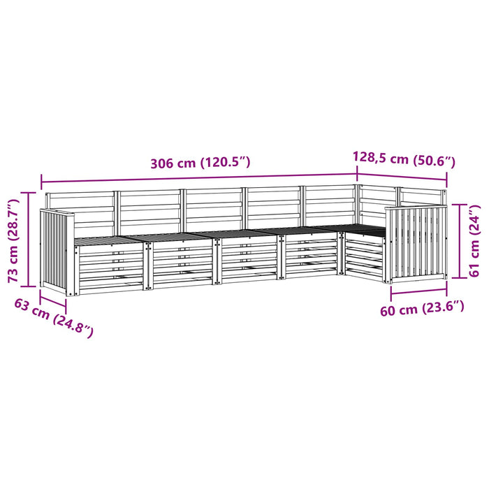 Set de canapele de exterior 6 pcs Alb 306 x 128,5 x 73 cm WALTI