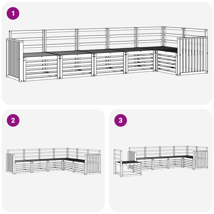 Set de canapele de exterior 6 pcs Alb 306 x 128,5 x 73 cm WALTI