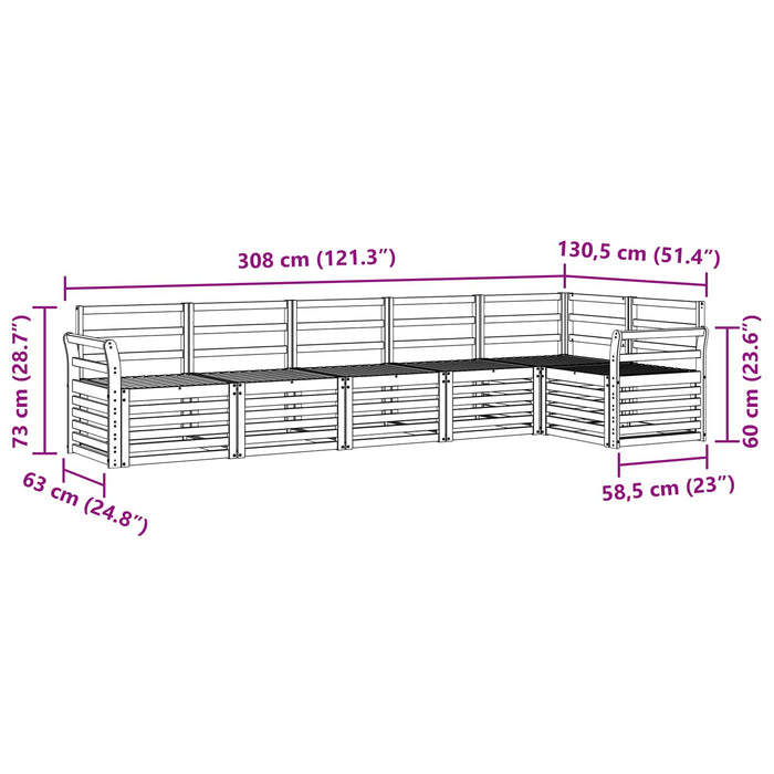 Set de canapele de exterior 6 pcs Alb 308 x 130,5 x 73 cm WALTI